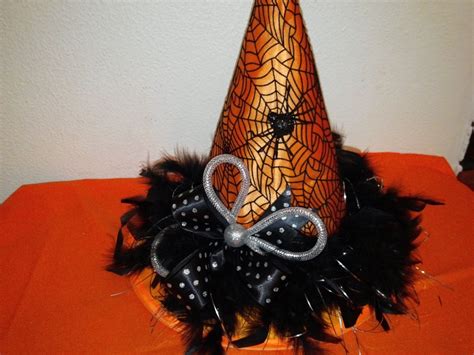 Witch hat with spider web decorations